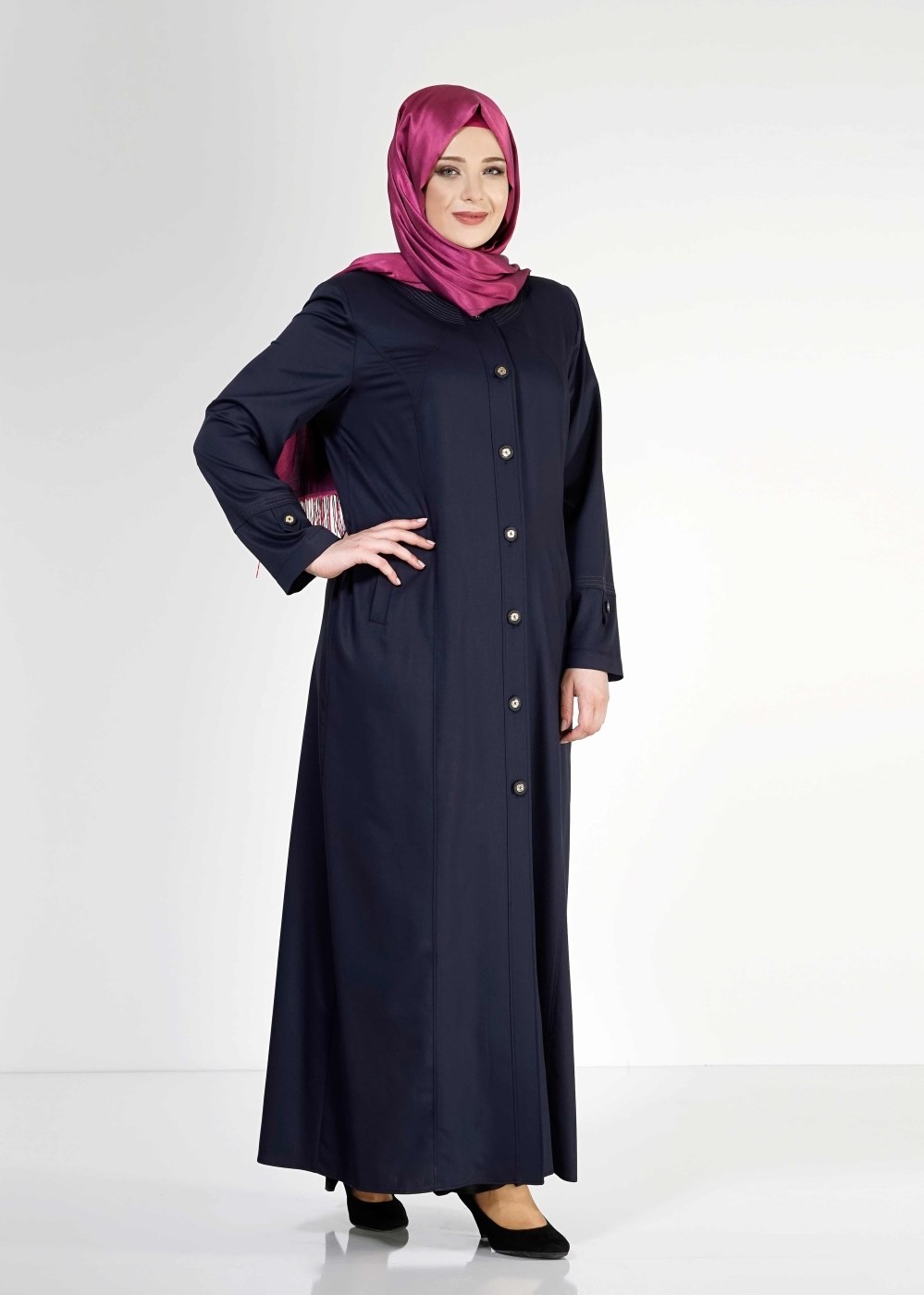 Tesettür giyim LACİVERT T 1558 Dulce Tesettür Pardesü-Alv Fashion