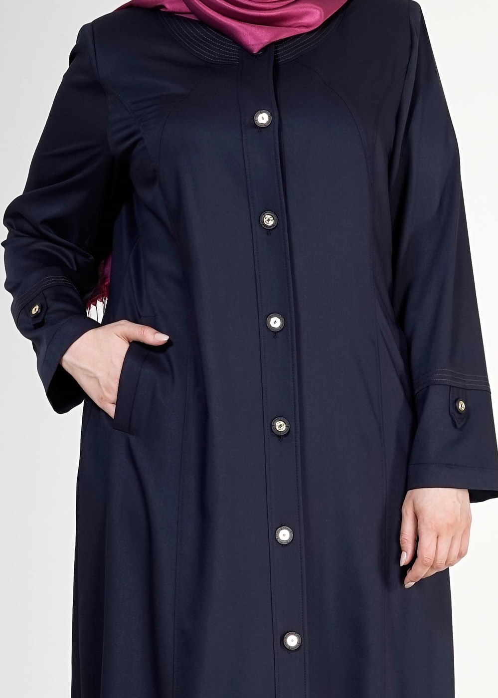 Tesettür giyim LACİVERT T 1558 Dulce Tesettür Pardesü-Alv Fashion