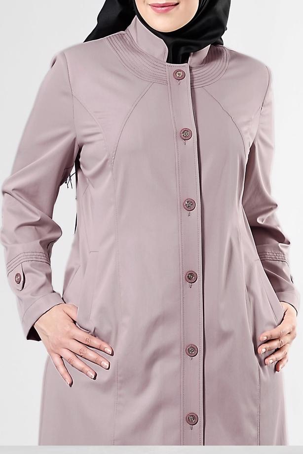 Vêtements hijab POUDRE T 1558 Dulce Tesettür Pardesü-Alv Fashion - TRENDTESETTÜR