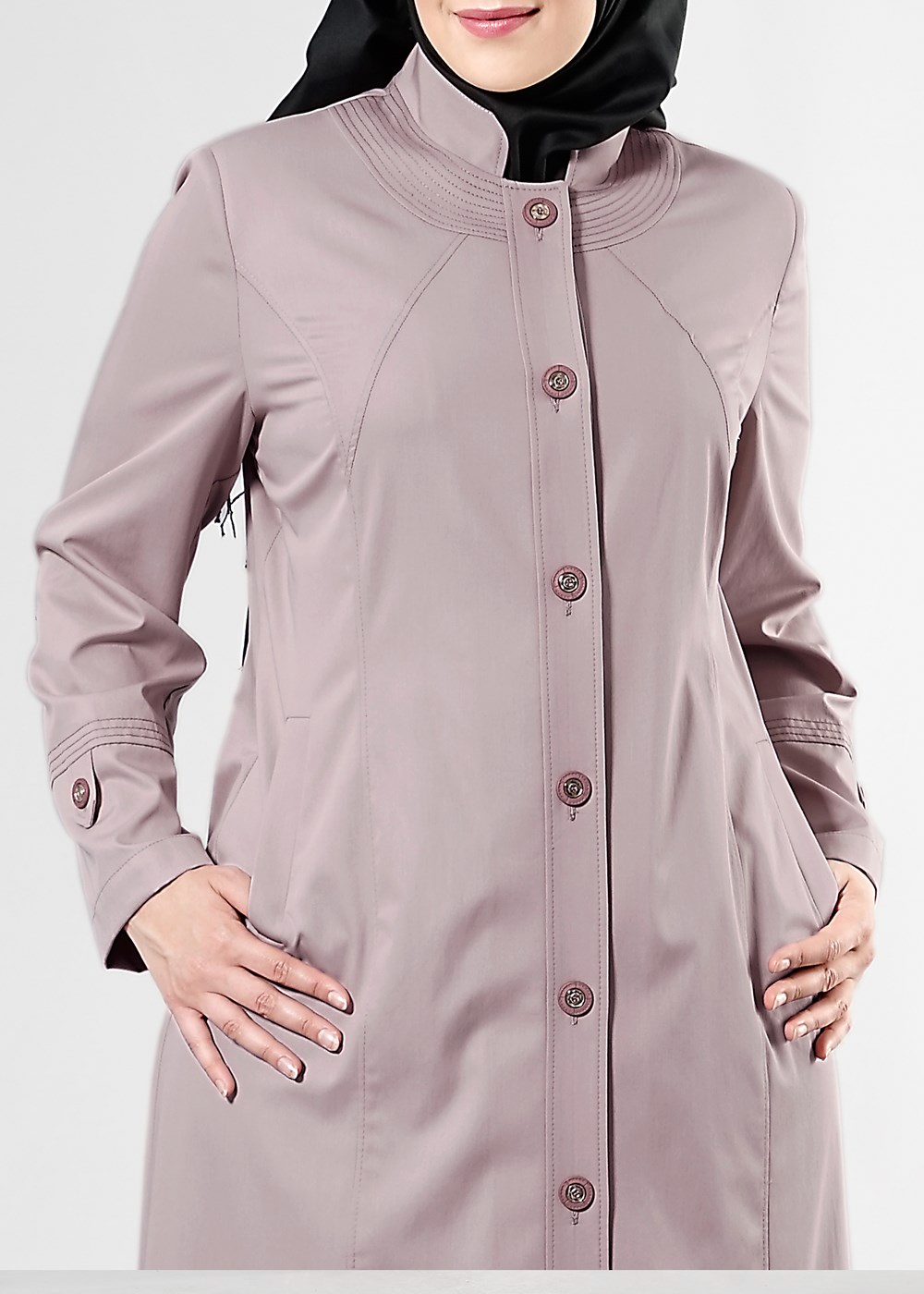 Vêtements hijab POUDRE T 1558 Dulce Tesettür Pardesü-Alv Fashion