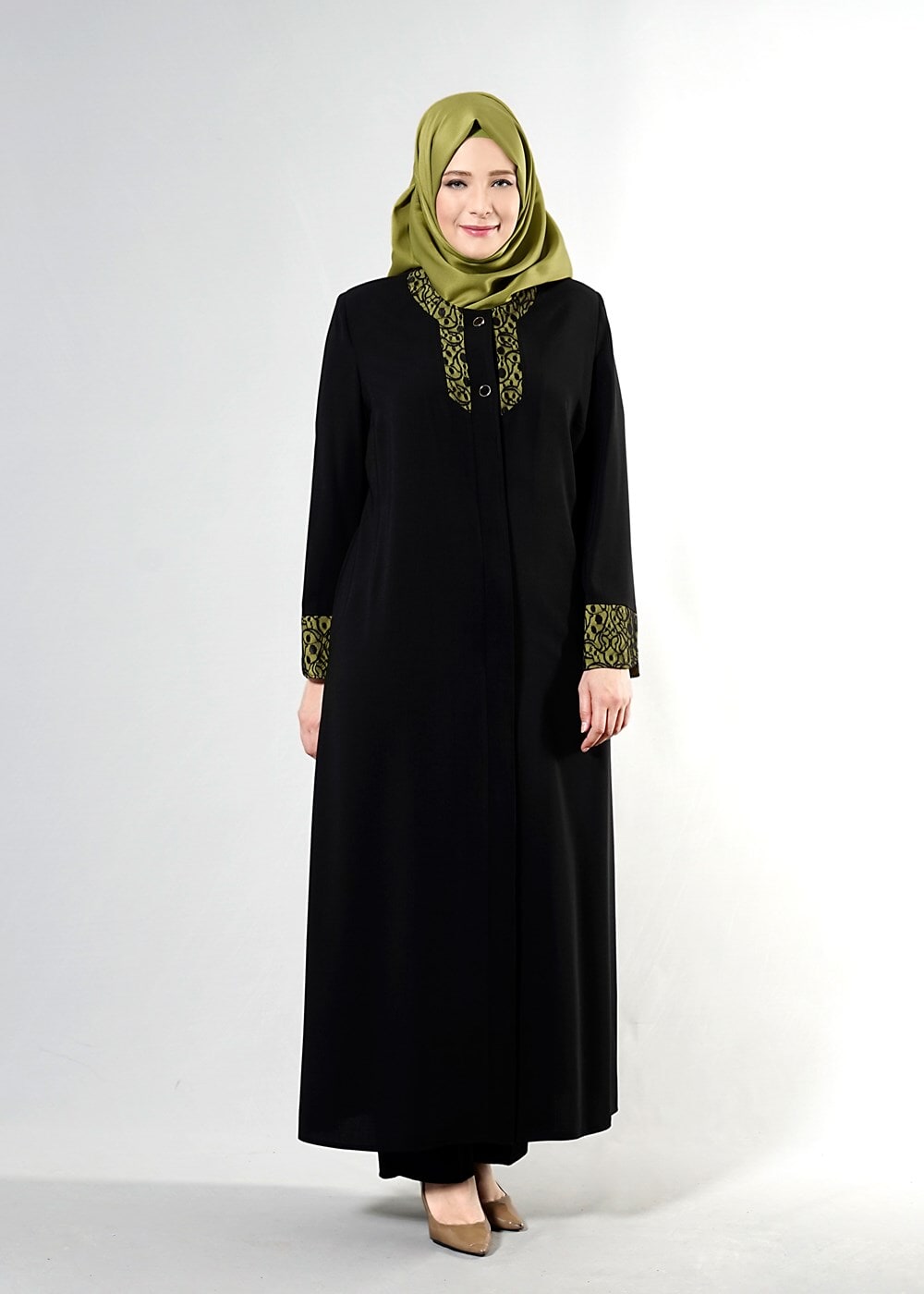 Vêtements hijab NOIR T 1581 Sufle Tesetür Pardesü-Alv Fashion