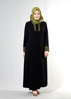 Vêtements hijab NOIR T 1581 Sufle Tesetür Pardesü-Alv Fashion