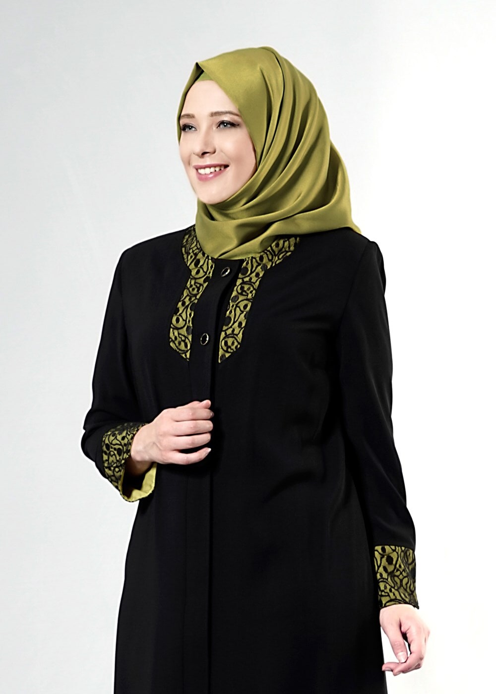 Vêtements hijab NOIR T 1581 Sufle Tesetür Pardesü-Alv Fashion