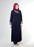 Vêtements hijab BLEU MARINE T 1588 Farah Tesettür Pardesü-Alv Fashion
