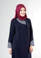 Vêtements hijab BLEU MARINE T 1588 Farah Tesettür Pardesü-Alv Fashion