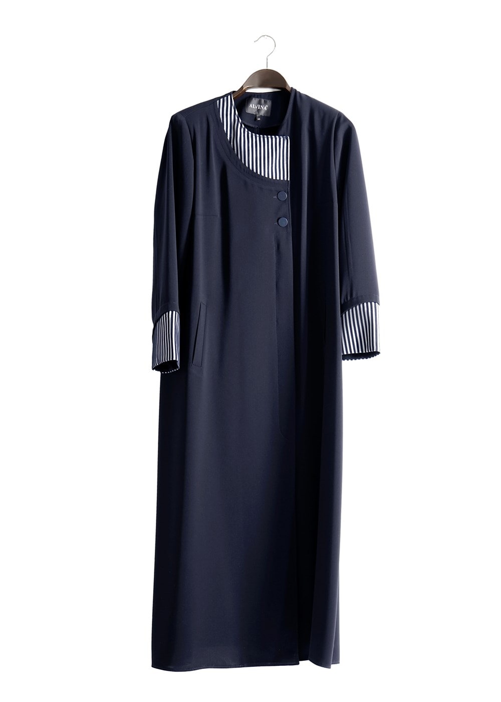 Vêtements hijab BLEU MARINE T 1588 Farah Tesettür Pardesü-Alv Fashion