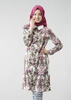 Vêtements hijab FUCHSIA T 6142 Porto Çiçek Desen Kolyeli Tunik