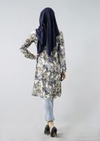 Vêtements hijab BLEU MARINE T 6142 Porto Çiçek Desen Kolyeli Tunik