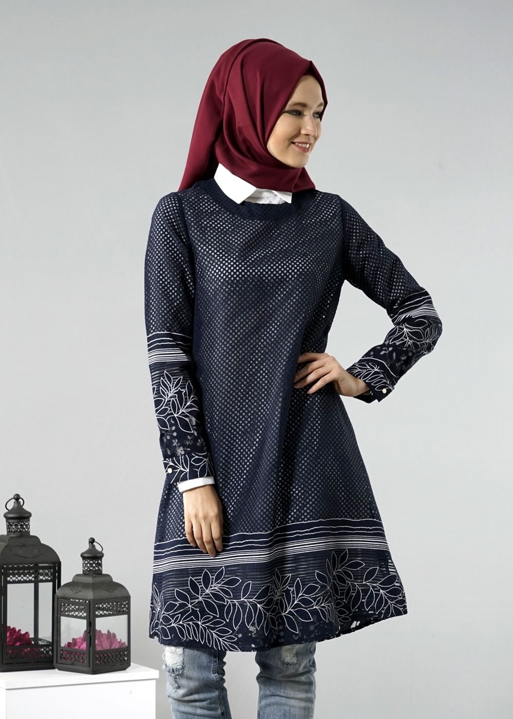 Vêtements hijab BLEU MARINE T 6146 Porto File Tunik
