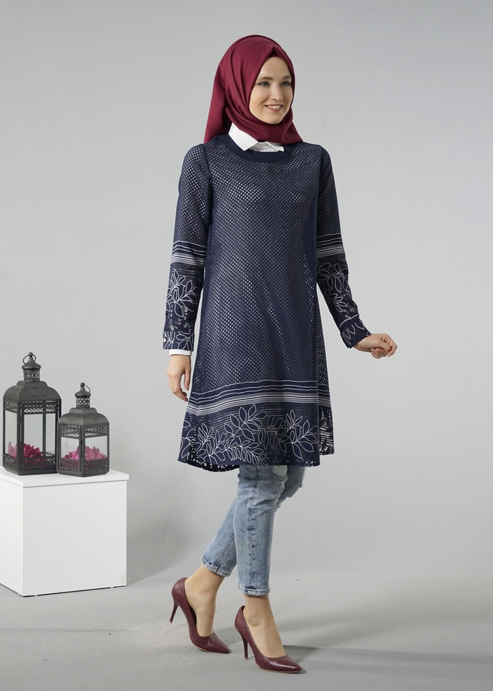 Vêtements hijab BLEU MARINE T 6146 Porto File Tunik