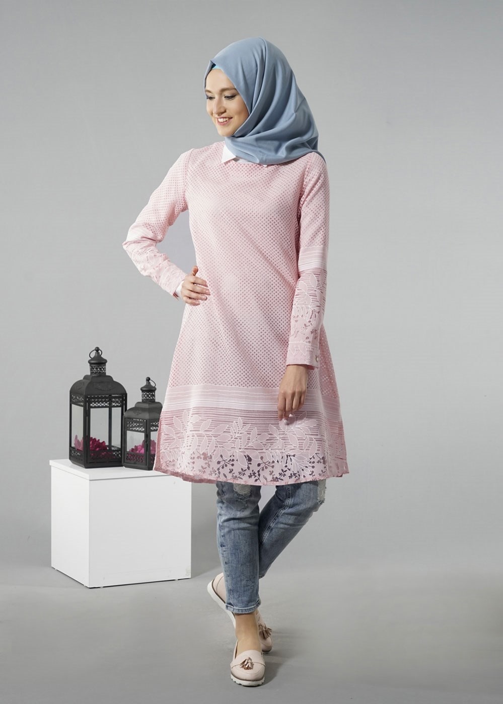 Vêtements hijab POUDRE T 6146 Porto File Tunik