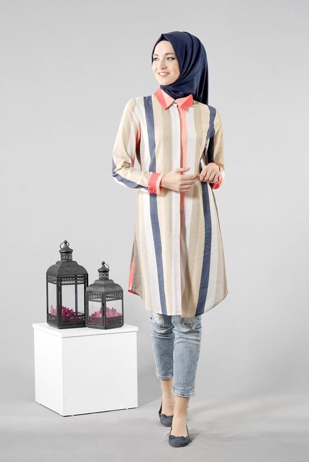 Vêtements hijab  T 6150 Porto Gökkuşağı Tunik - TRENDTESETTÜR