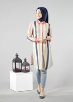 Vêtements hijab KAKI T 6150 Porto Gökkuşağı Tunik
