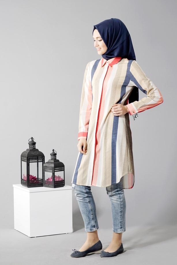 Vêtements hijab  T 6150 Porto Gökkuşağı Tunik - TRENDTESETTÜR
