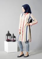 Vêtements hijab KAKI T 6150 Porto Gökkuşağı Tunik
