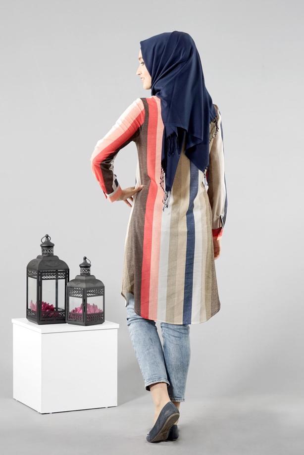Vêtements hijab  T 6150 Porto Gökkuşağı Tunik - TRENDTESETTÜR