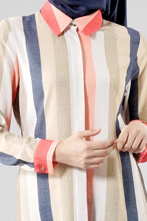 Vêtements hijab  T 6150 Porto Gökkuşağı Tunik - TRENDTESETTÜR