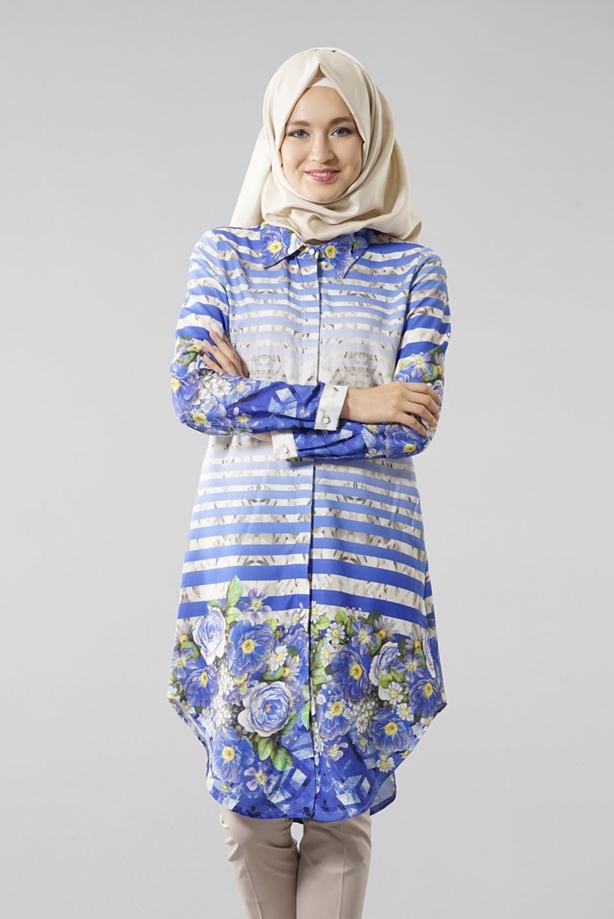 Vêtements hijab  T 6158 Porto Dijital Baskılı Tunik - TRENDTESETTÜR