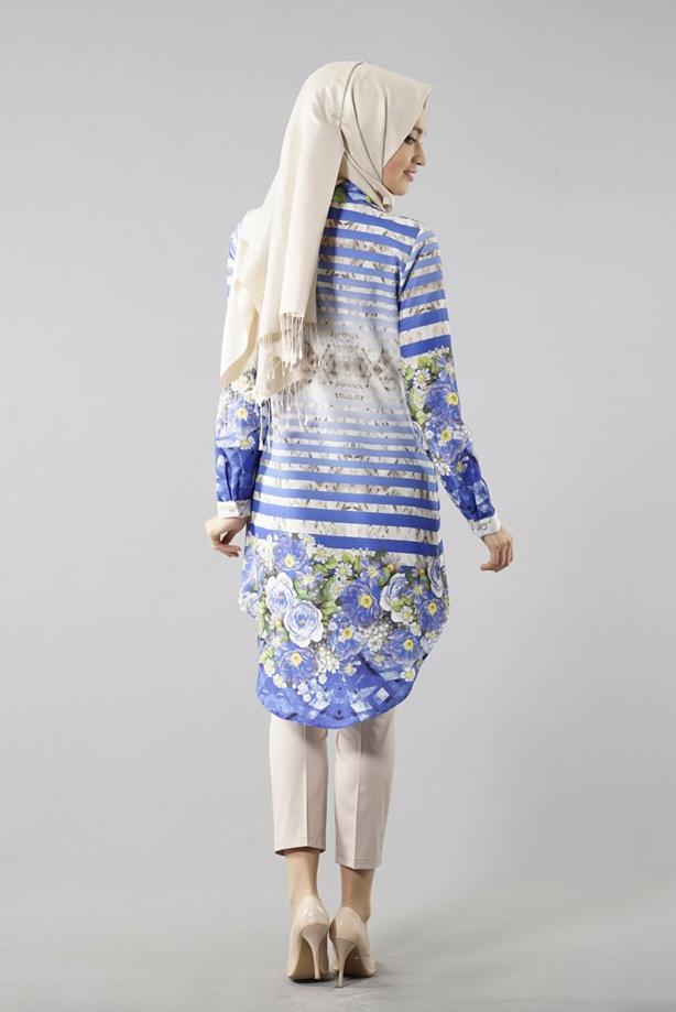 Vêtements hijab  T 6158 Porto Dijital Baskılı Tunik - TRENDTESETTÜR