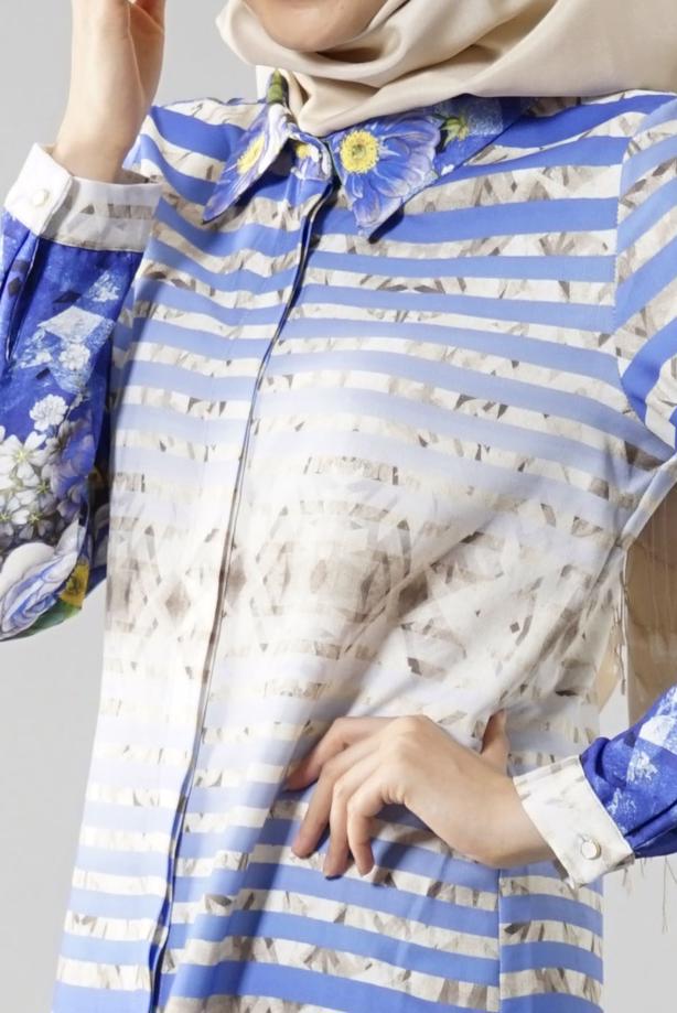 Vêtements hijab  T 6158 Porto Dijital Baskılı Tunik - TRENDTESETTÜR