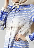 Vêtements hijab BLEU MARINE T 6158 Porto Dijital Baskılı Tunik