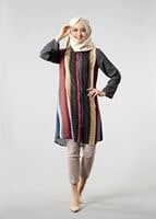 Vêtements hijab KAKI T 1099 PüsQül Gökkuşağı Tunik
