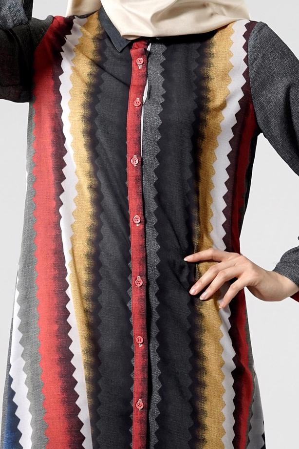 Vêtements hijab  T 1099 PüsQül Gökkuşağı Tunik - TRENDTESETTÜR