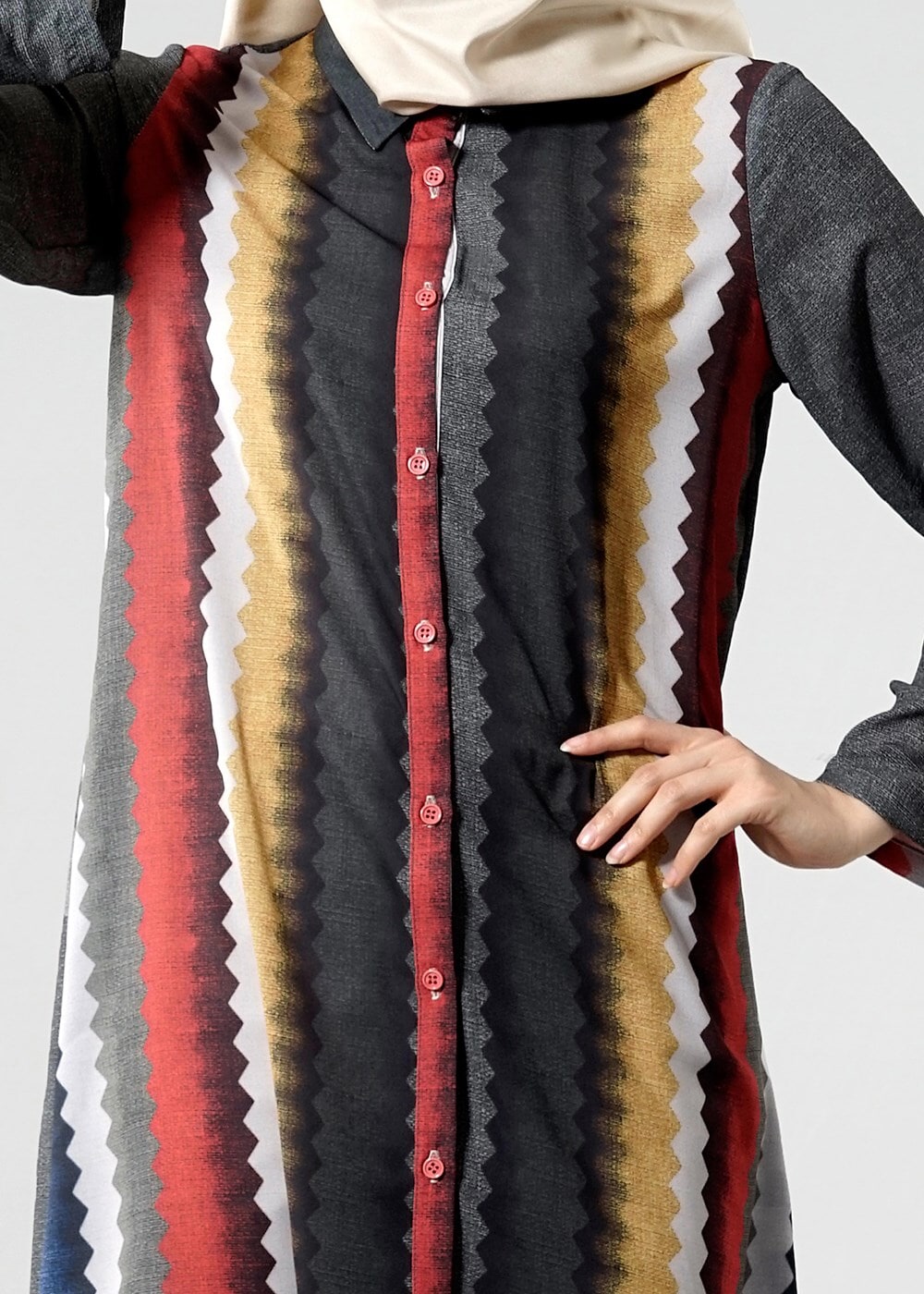 Vêtements hijab KAKI T 1099 PüsQül Gökkuşağı Tunik