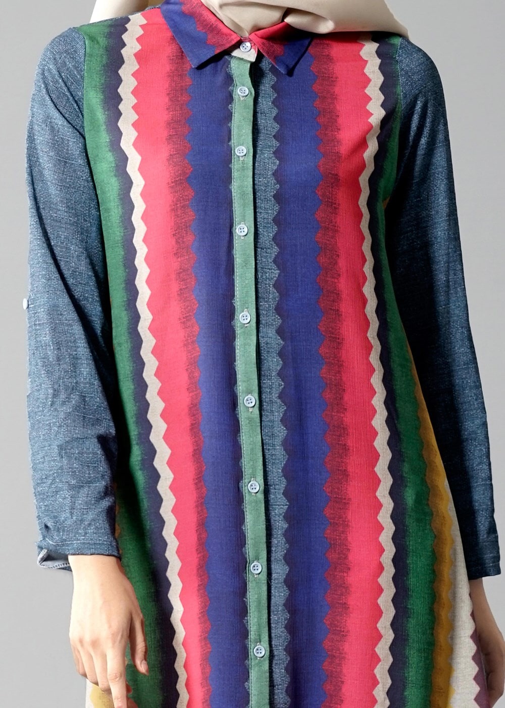 Hijab clothing NAVY BLUE T 1099 PüsQül Gökkuşağı Tunik