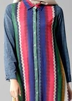 Hijab clothing NAVY BLUE T 1099 PüsQül Gökkuşağı Tunik