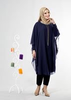 Vêtements hijab BLEU MARINE T 0101  S-VUP Yaka Detaylı Tunik