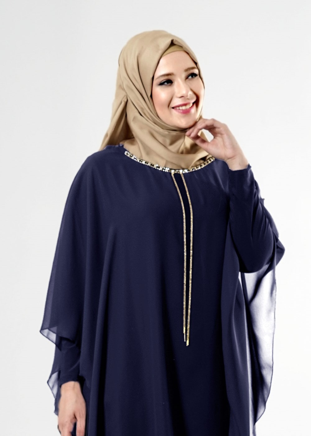 Vêtements hijab BLEU MARINE T 0101  S-VUP Yaka Detaylı Tunik