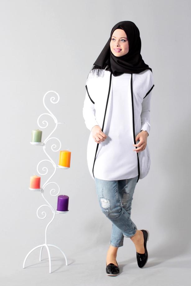 Vêtements hijab  T 1675 S-VUP Dijital Baskılı Desenli Hırka - TRENDTESETTÜR