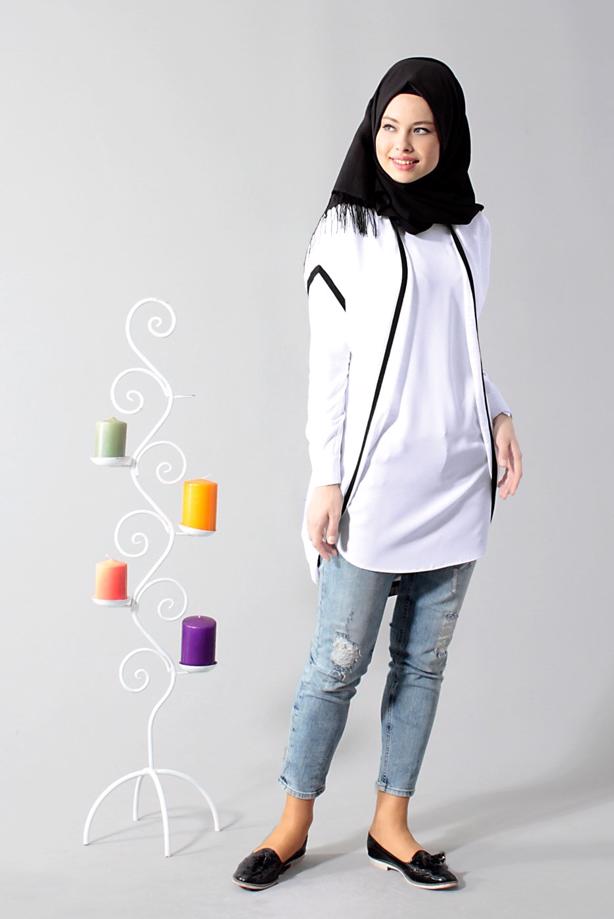 Vêtements hijab  T 1675 S-VUP Dijital Baskılı Desenli Hırka - TRENDTESETTÜR