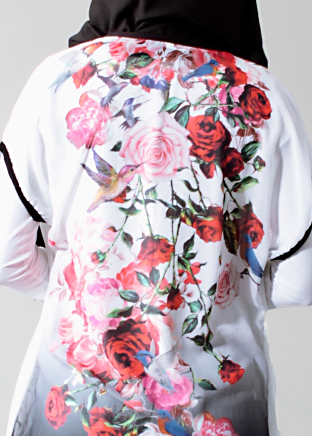 Vêtements hijab CRÈME T 1675 S-VUP Dijital Baskılı Desenli Hırka