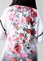 Vêtements hijab CRÈME T 1675 S-VUP Dijital Baskılı Desenli Hırka
