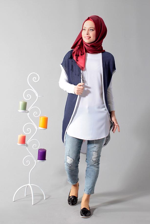 Vêtements hijab  T 1675 S-VUP Dijital Baskılı Desenli Hırka - TRENDTESETTÜR