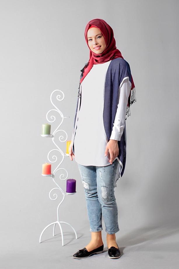 Vêtements hijab  T 1675 S-VUP Dijital Baskılı Desenli Hırka - TRENDTESETTÜR