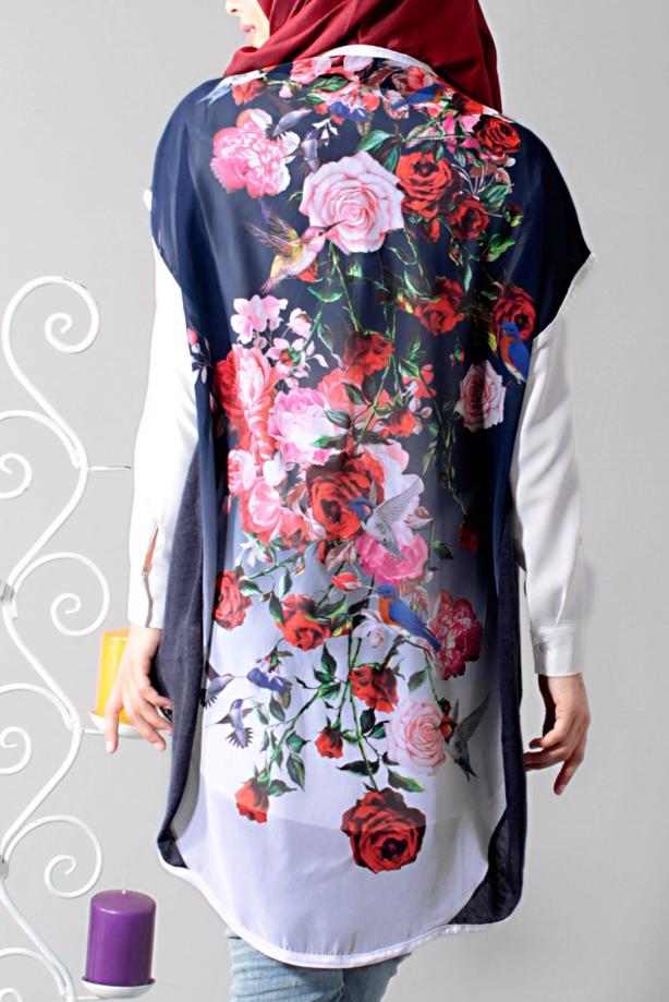 Vêtements hijab  T 1675 S-VUP Dijital Baskılı Desenli Hırka - TRENDTESETTÜR