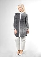 Vêtements hijab NOIR T 3590 S-VUP Çizgili Erkek Yaka Tunik