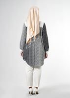 Vêtements hijab NOIR T 3590 S-VUP Çizgili Erkek Yaka Tunik