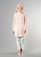 Hijab clothing POWDER T 3590 S-VUP Çizgili Erkek Yaka Tunik