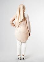 Hijab clothing POWDER T 3590 S-VUP Çizgili Erkek Yaka Tunik