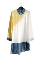 Hijab clothing CREAM T 3591 S-VUP Kot Detaylı Tunik