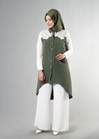 Hijab clothing KHAKI T 3745 S_VUP Erkek Yaka Yarımkol Yelek
