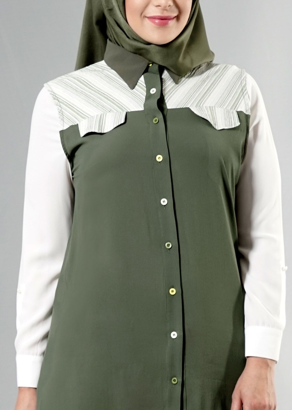 Hijab clothing KHAKI T 3745 S_VUP Erkek Yaka Yarımkol Yelek