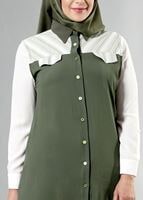 Hijab clothing KHAKI T 3745 S_VUP Erkek Yaka Yarımkol Yelek