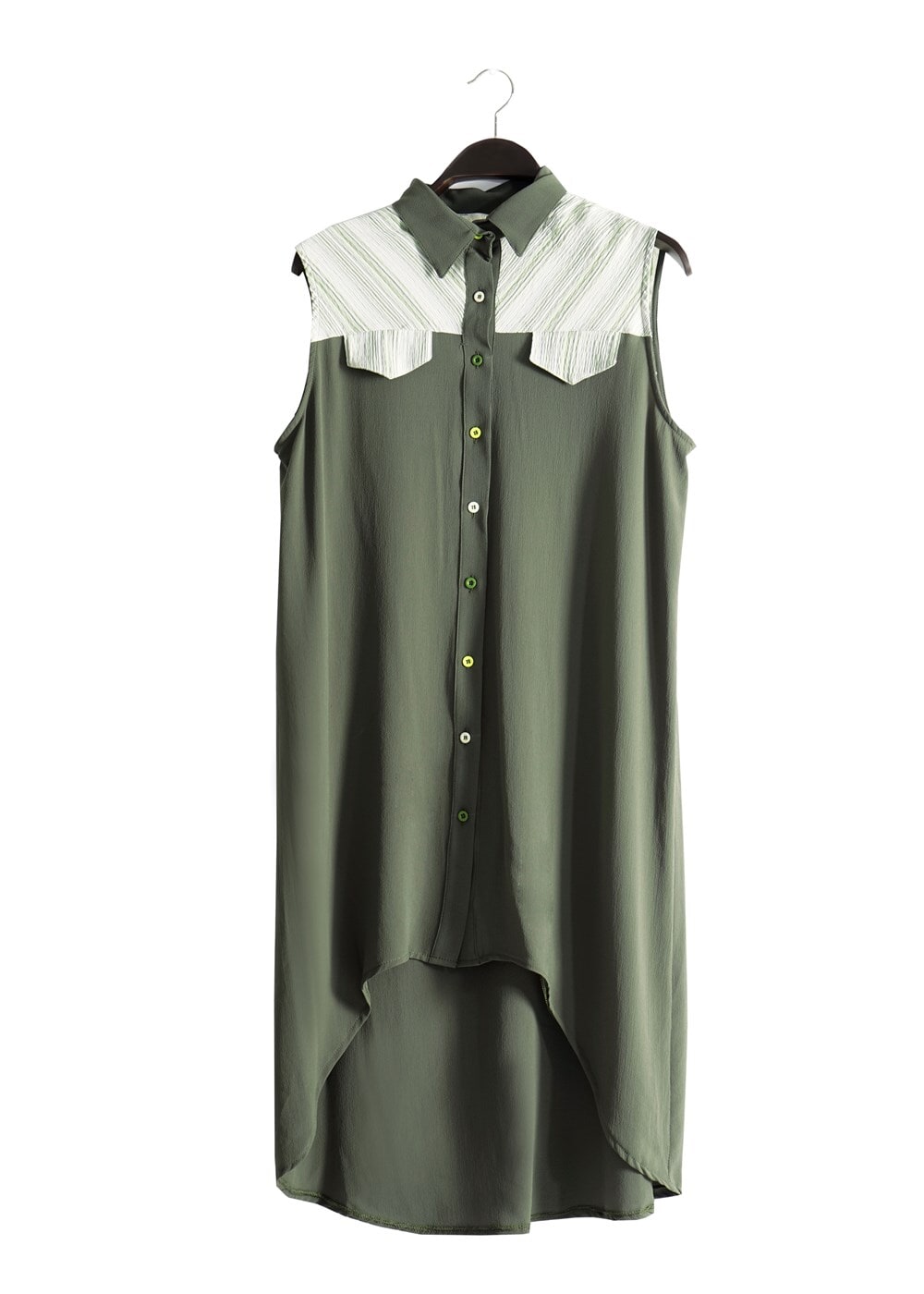 Vêtements hijab KAKI T 3745 S_VUP Erkek Yaka Yarımkol Yelek