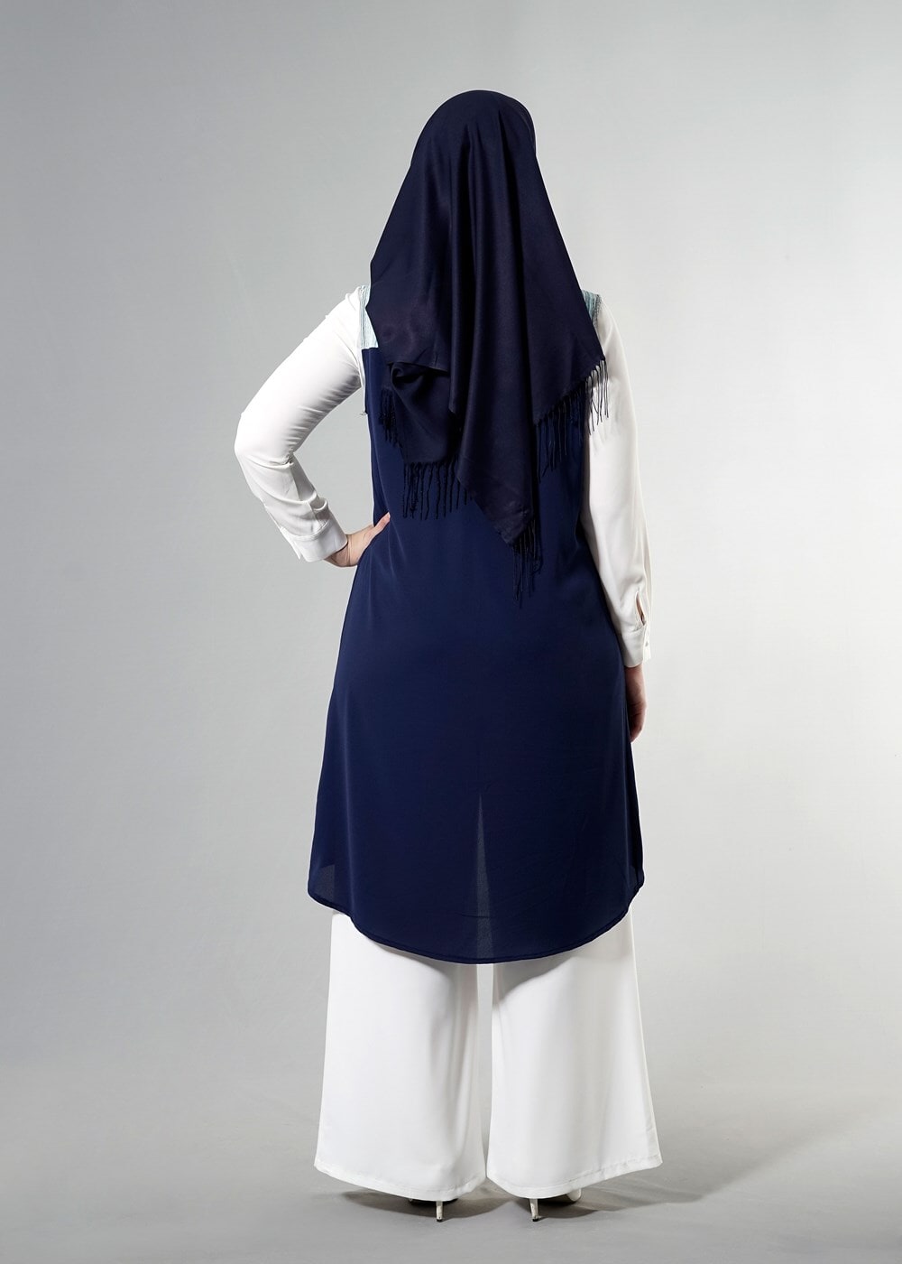 Hijab clothing NAVY BLUE T 3745 S_VUP Erkek Yaka Yarımkol Yelek