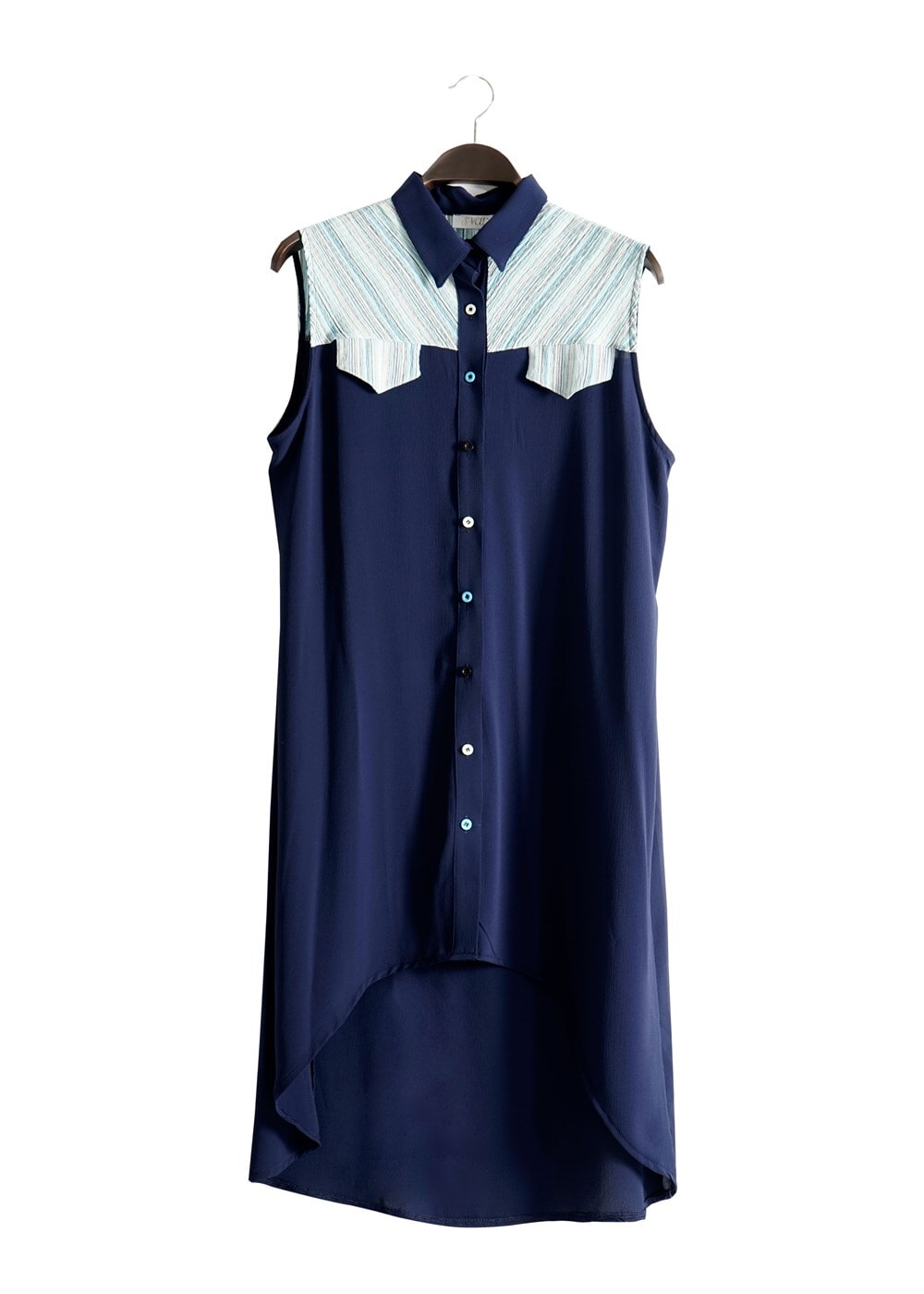 Hijab clothing NAVY BLUE T 3745 S_VUP Erkek Yaka Yarımkol Yelek